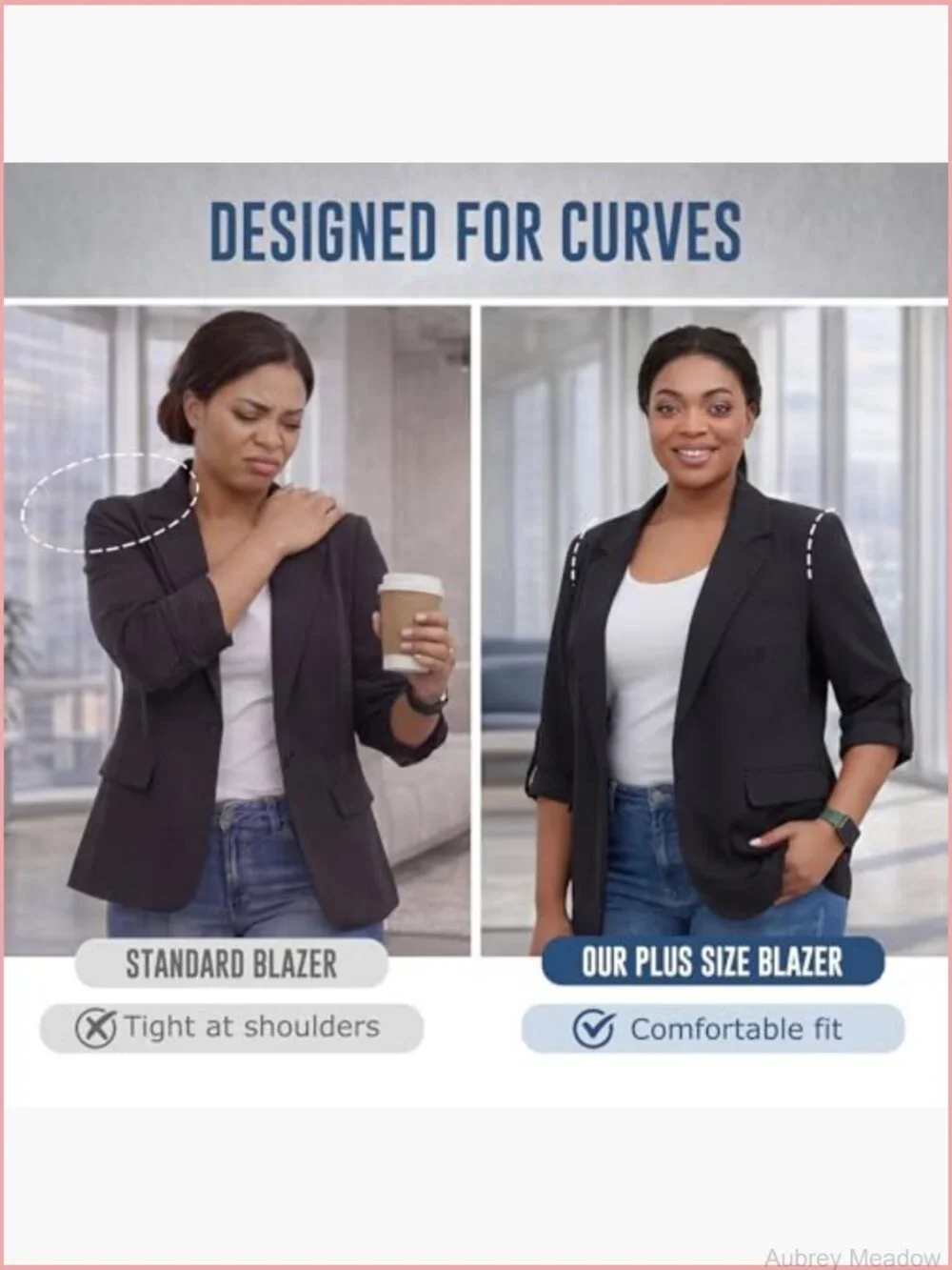 Plus Size Relaxed Fit Business Casual Blazer 3/4 Sleeve